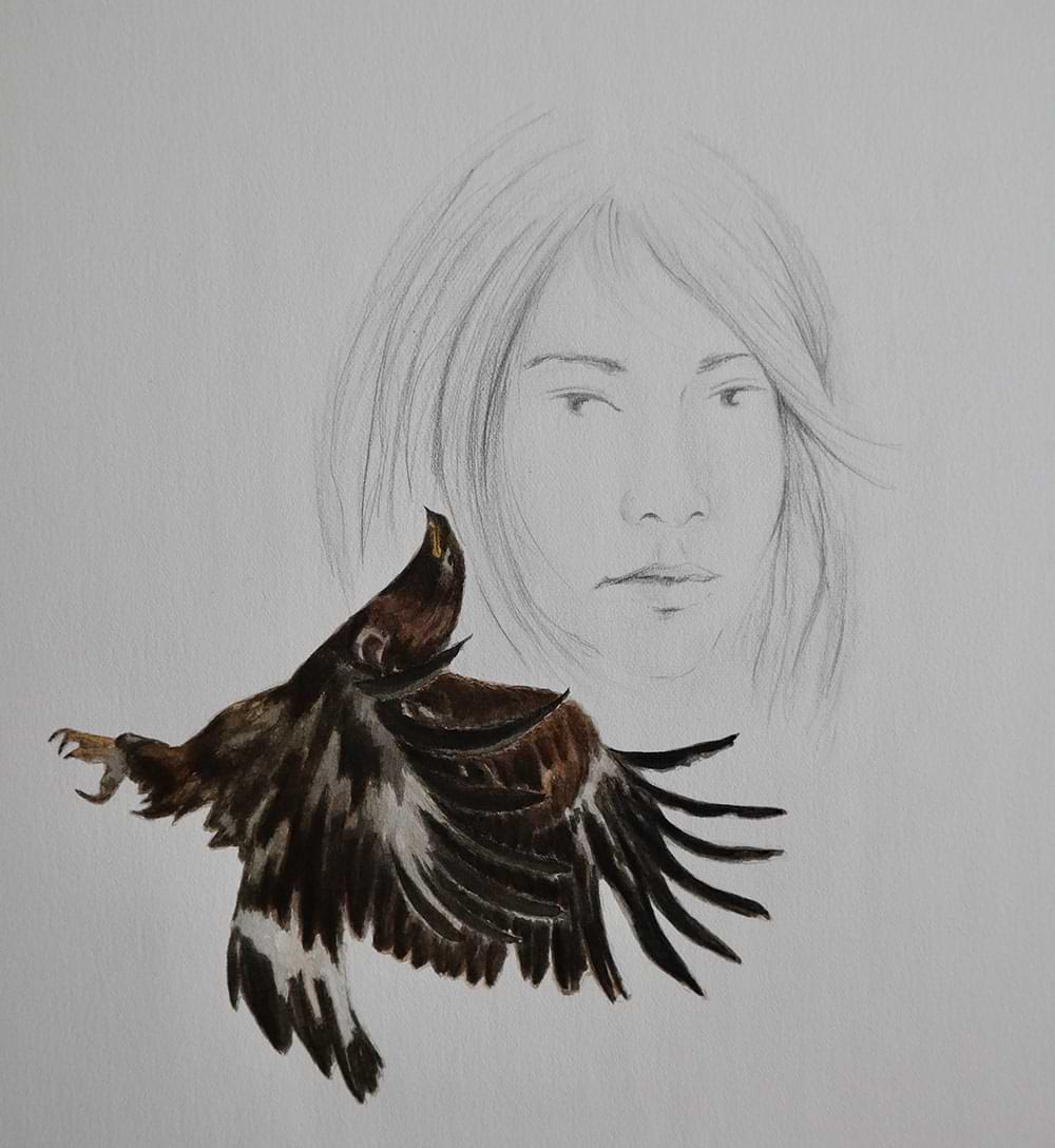 Christianehaag-kuenstlerin-artist-zeichnung-drawing-collage-gefluechtetefrauen-femalerefugees-voegel-birds