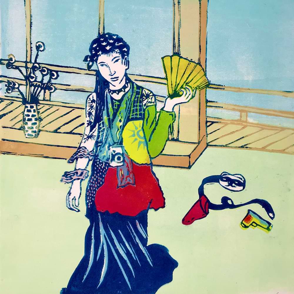 christiane haag artist kunst art japaneseprint japan linoldruck linoprint printmaker geisha